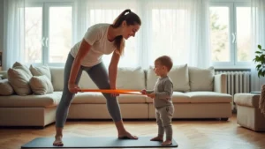 Anya edz otthon nappaliban