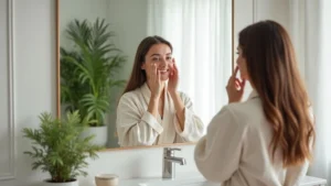 Szérumreggel a tükör előtt