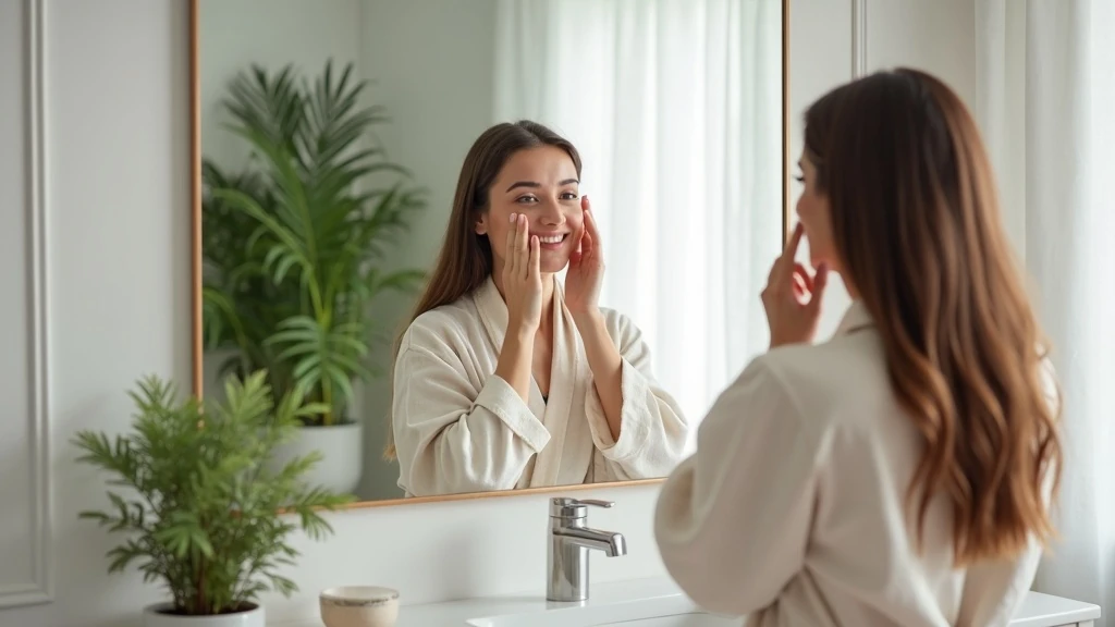 Szérumreggel a tükör előtt