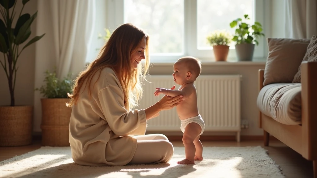 Fiatal anya baba mellett