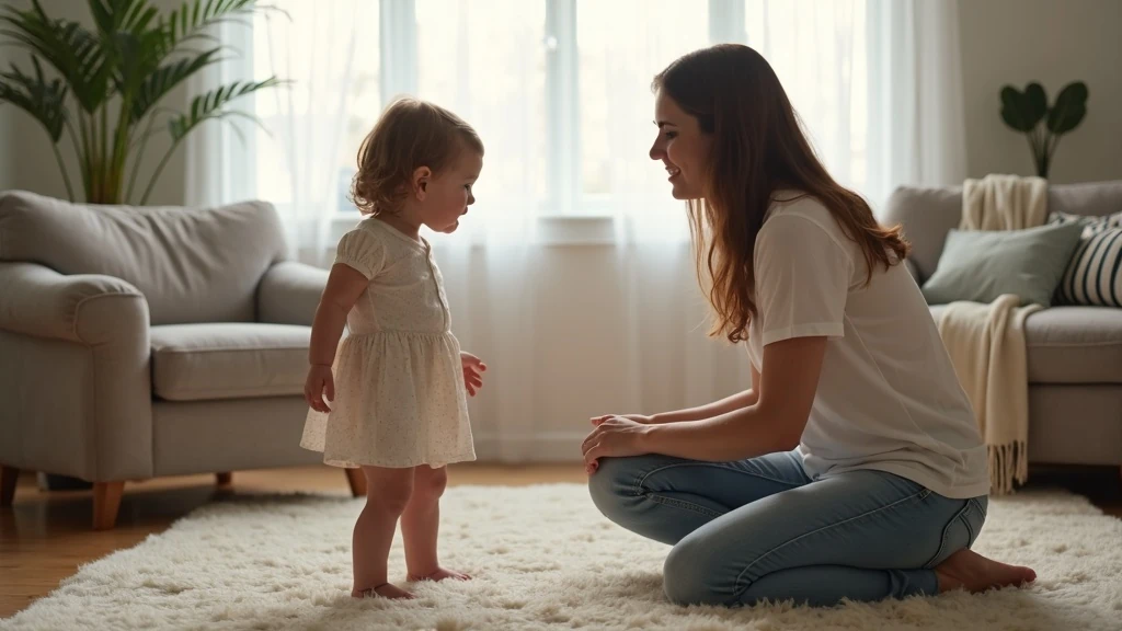 Nyugalom a hiszti közben Dühös totyogó, anya lehajol nyugtat