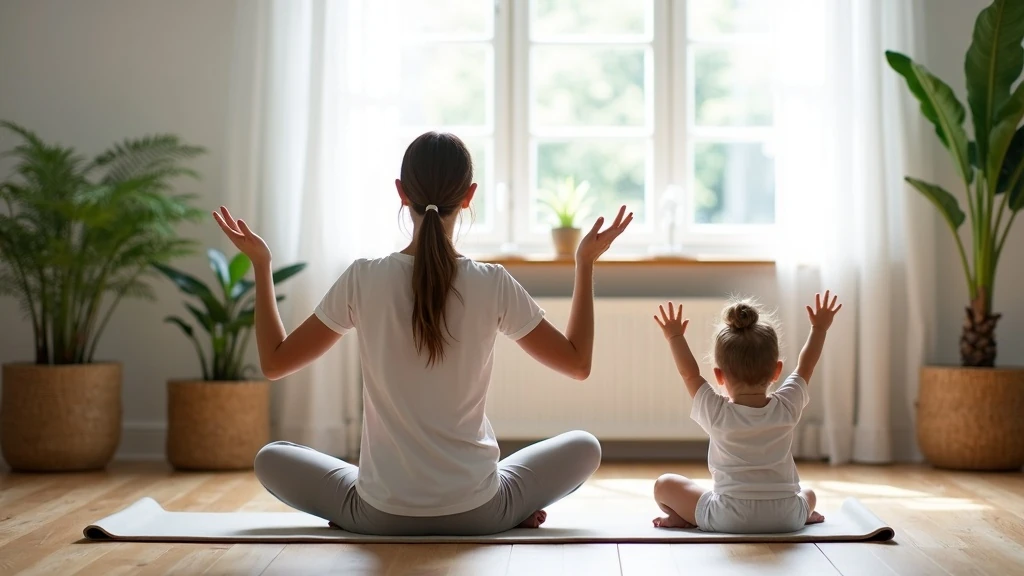 Jóga anyával nappaliban