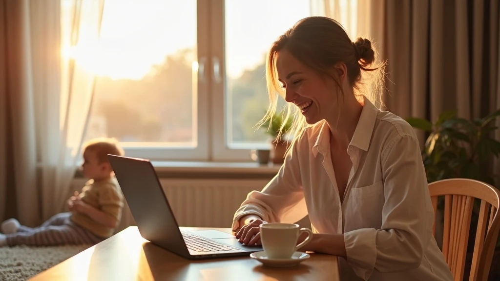 Munka és játék együtt Dolgozó anya nyugodt pillanat