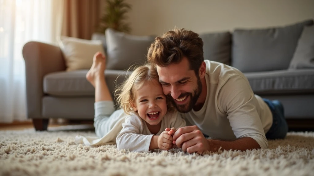 Biztonság játék közben Apa-lánya nevetős birkózás
