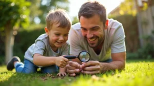 Kertben nagyítóval felfedezés