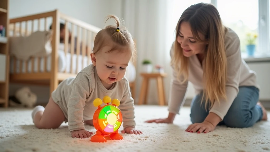 A felfedezés is tanulási pillanat Kilenc hónapos baba új játékot